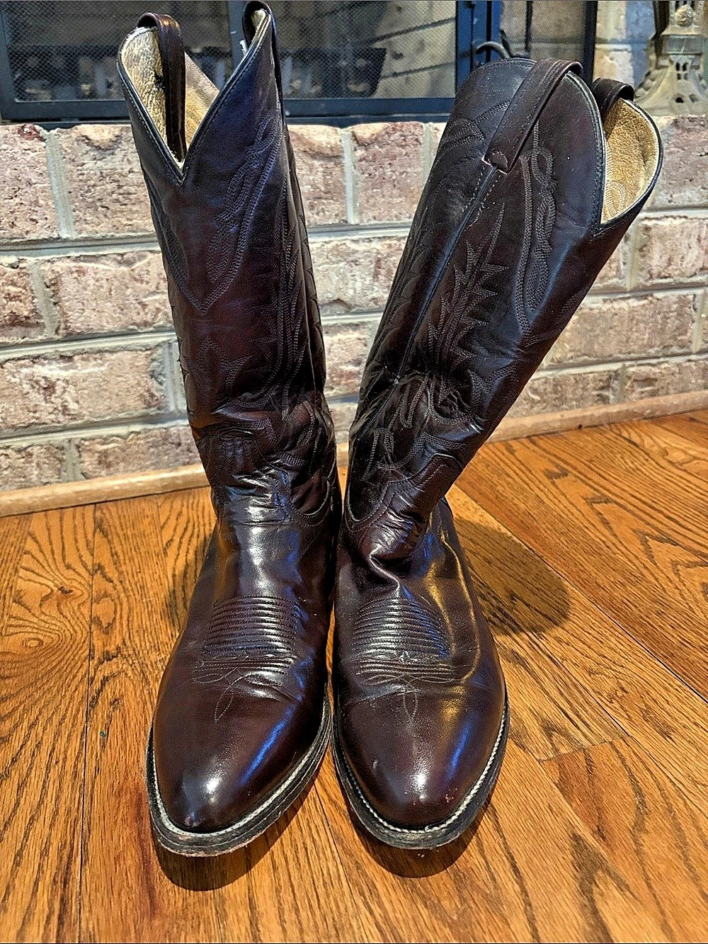 80s Vintage Tony Lama Men’s 11 Leather Heeled Cowboy Boots Brown